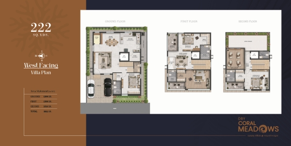 222 Sq.Yds West Facing Floor Plan