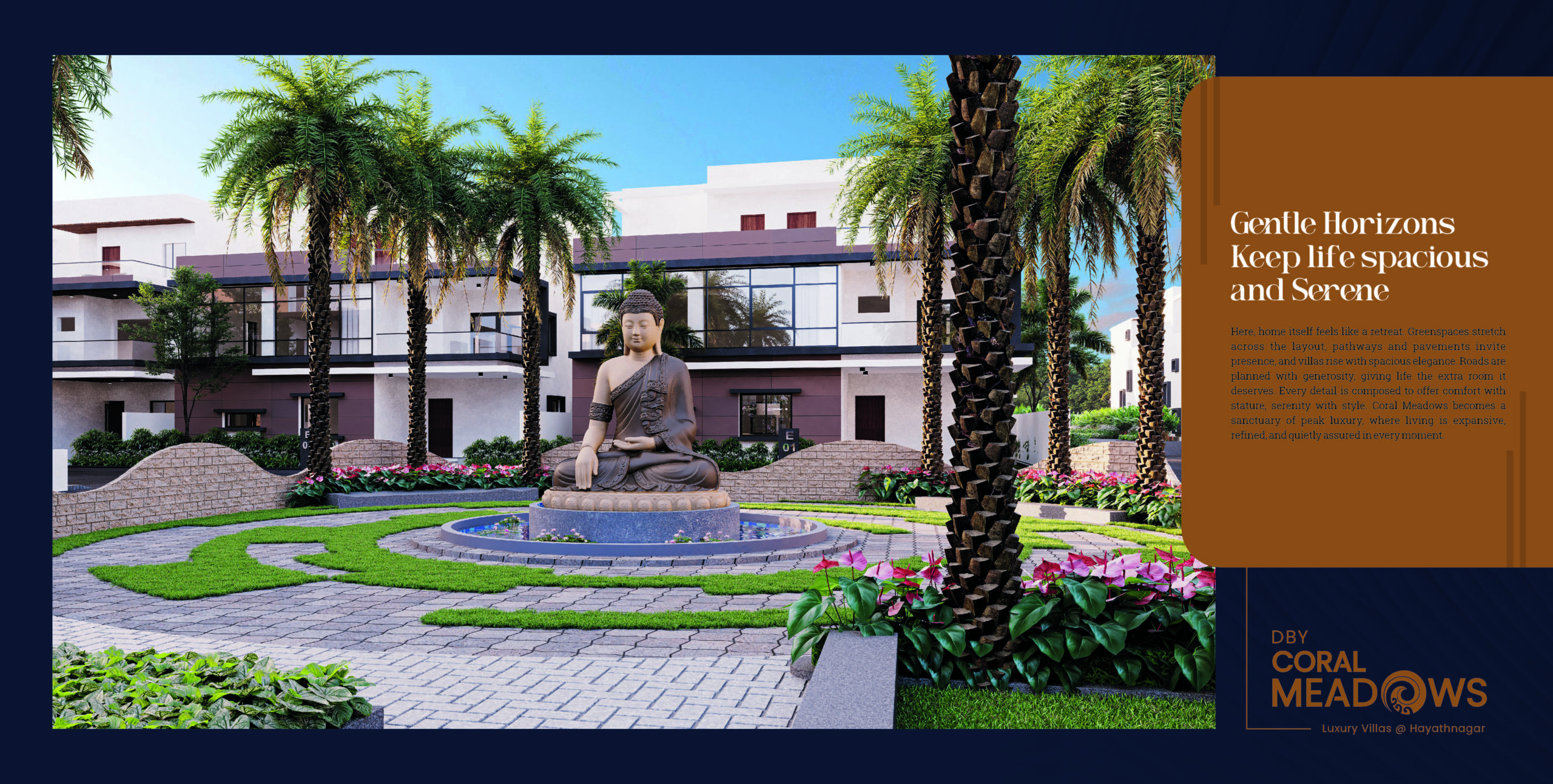 Buddha garden courtyard — Coral Meadows